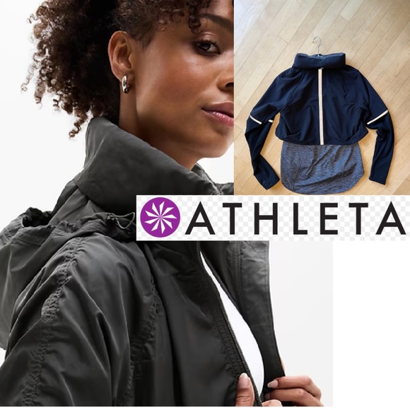 Athleta Jackets & Blazers - Athleta Black weathered knit with nylon overlay jacket, M